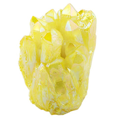 Nupuyai titanium-coated quartz cluster under light adds color and ambiance to a desk.