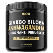 NUQIIT Ashwangdha capsules on bottle front for daily energy and focus