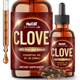 NUQIIT Clove Essential Oil bottle closeup, ideal for aromatic use and daily care