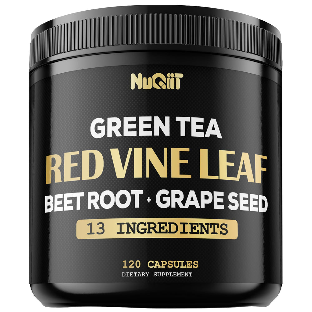 NUQIIT red vine leaf bottle pour for convenient daily supplementation.