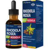 Nurbetoxa Rhodiola Rosea drops bottle close-up showing energy-boosting herbal blend