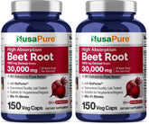 NusaPure Beet Root 30:1 extract bottle front view highlighting vegan, non-GMO formula