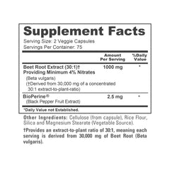 NusaPure Beet Root 30:1 serving graphic showing two-capsule serving