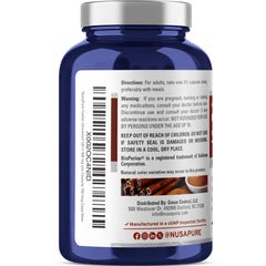 Close-up of NusaPure label highlighting Cinnamon 20:1 extract and Bioperine.