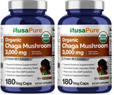 NusaPure Chaga 20:1 bottle close-up highlighting vegan capsules for daily wellness