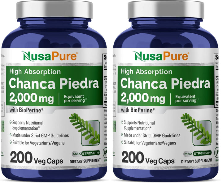 NusaPure Chanca Piedra bottle front view for daily herbal routine.