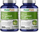 NusaPure Citrus Bergamot Capsules bottle front, vegan daily supplement.