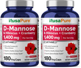 NusaPure D-Mannose Complex bottle showcased for daily wellness with hibiscus and cranberry.