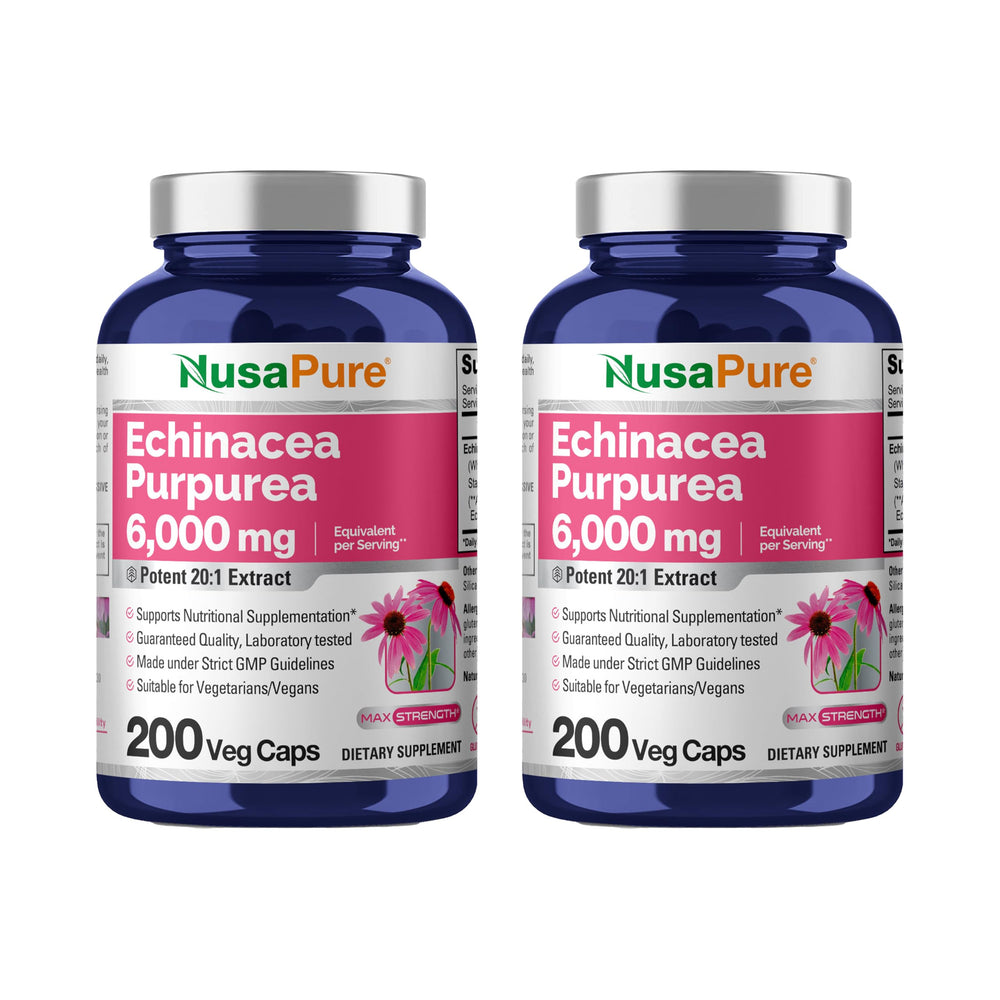 NusaPure Echinacea bottle with 20:1 extract aids daily wellness.