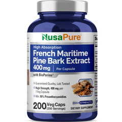 NusaPure French Maritime Pine Bark capsules support daily antioxidant routine.