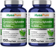 NusaPure Gymnema Sylvestre 50:1 extract bottle highlighting high absorption for daily use.