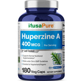 NusaPure Huperzine A 400mcg bottle hero for daily cognitive support.