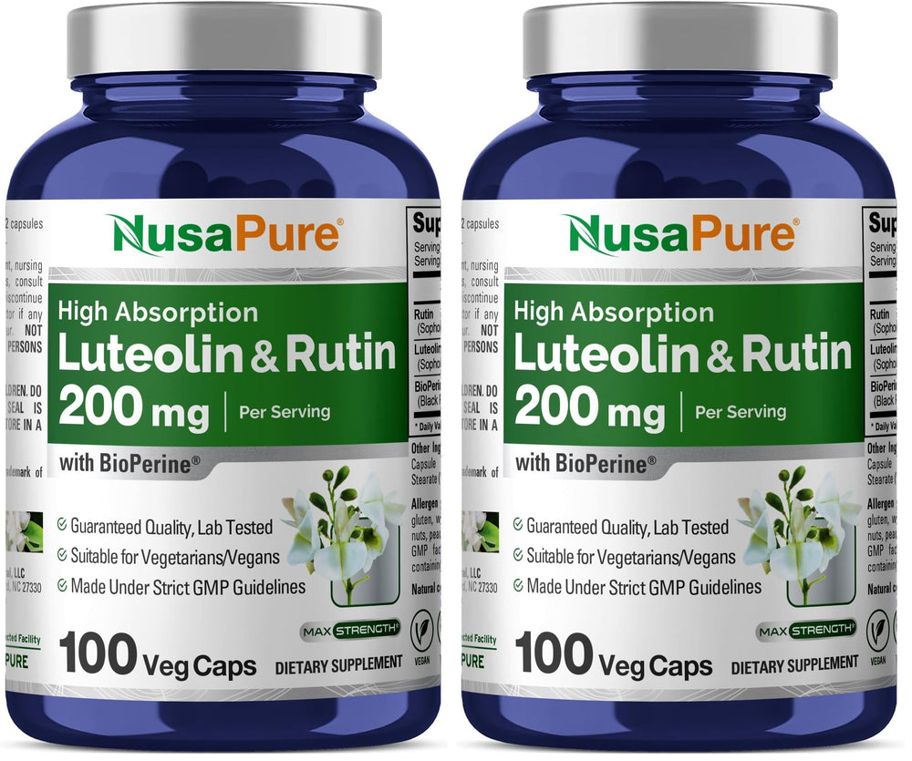NusaPure Luteolin Complex bottle cap close-up for quick daily use.