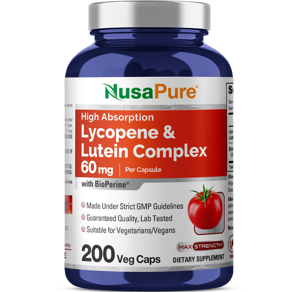 NusaPure Lycopene & Lutein Complex bottle supports daily eye wellness.