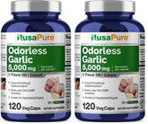 NusaPure odorless garlic bottle with 120 vegan capsules