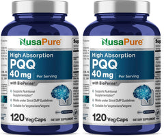 NusaPure PQQ 40 mg bottle for daily wellness support.