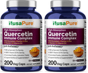 NusaPure Quercetin Complex bottle front with capsules for daily immune support