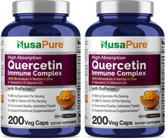 NusaPure Quercetin Complex bottle front with capsules for daily immune support