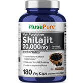 NusaPure Shilajit capsules bottle for easy daily use and mess-free supplementation