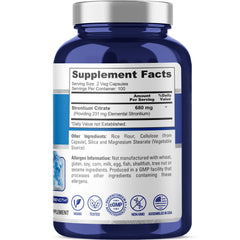 NusaPure Strontium Citrate label detail highlights vegan and non-GMO credentials