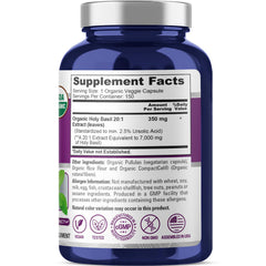 NusaPure USDA Organic Tulsi bottle highlights organic Holy Basil.