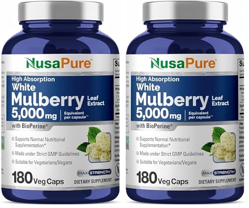 NusaPure bottle displaying 10:1 white mulberry extract for daily use