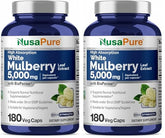 NusaPure bottle displaying 10:1 white mulberry extract for daily use