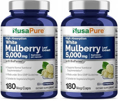 NusaPure bottle displaying 10:1 white mulberry extract for daily use