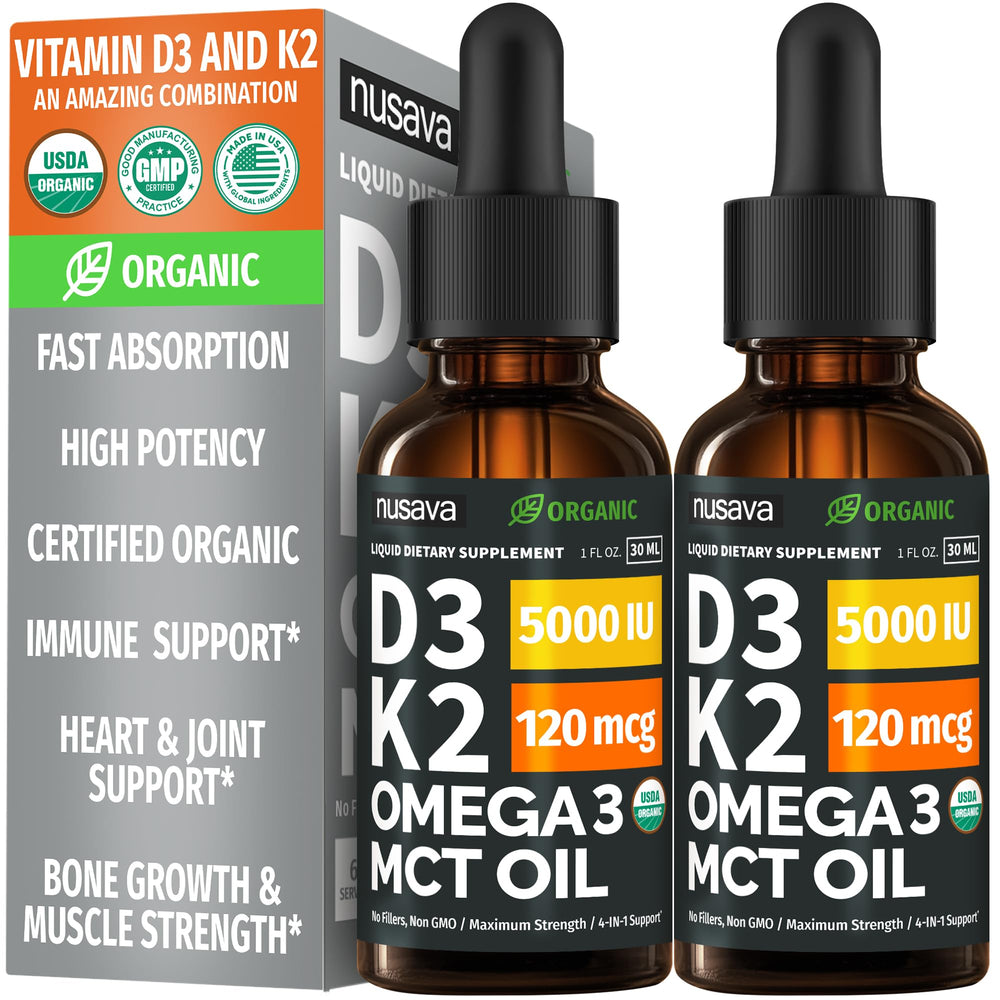 NUSAVA D3 K2 drops bottle pour for quick, precise dosing.