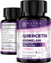 Nutra Florida Quercetin 500mg bottle provides antioxidant support for daily wellness.