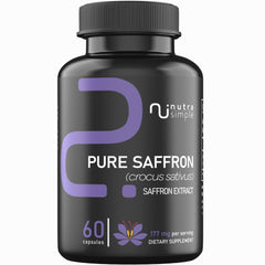 Nutra Simple saffron bottle front for daily mood and energy support.