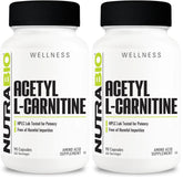 NutraBio Acetyl L-Carnitine bottle front for mental clarity and energy support.