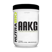 NutraBio Arginine AKG powder tub shown for lean mass support and NO boost.