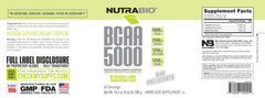 NutraBio BCAA 5000 scoop showing serving size for easy dosing.