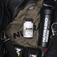 NutraBio Berberine Advanced capsules closeup highlighting form