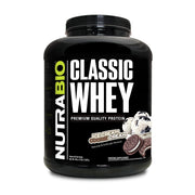NutraBio Classic Whey Ice Cream Cookie Dream tub showing premium protein for daily training