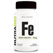 NutraBio Iron Chelate bottle showing easy daily iron support.