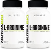 NutraBio L-Arginine bottle showing nitric oxide support for vascular health