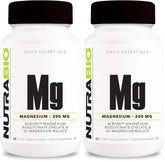 NutraBio Magnesium Biglycinate bottle highlighting enhanced absorption for restful evenings