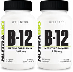 NutraBio Methyl B-12 bottle front view for daily energy support