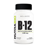 NutraBio Methyl B-12 bottle label highlighting 2000mcg for energy support