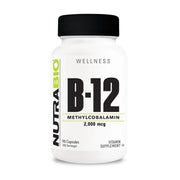 NutraBio Methyl B-12 bottle label highlighting 2000mcg for energy support