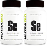 NutraBio selenium bottle front with easy capsules for daily support.