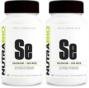 NutraBio selenium bottle front with easy capsules for daily support.