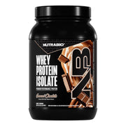 NutraBio 100% Whey Isolate bottle pour for convenient post-workout protein.