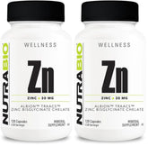 NutraBio Zinc Chelate bottle front with label for daily mineral support