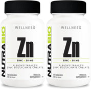 NutraBio Zinc Chelate bottle front with label for daily mineral support