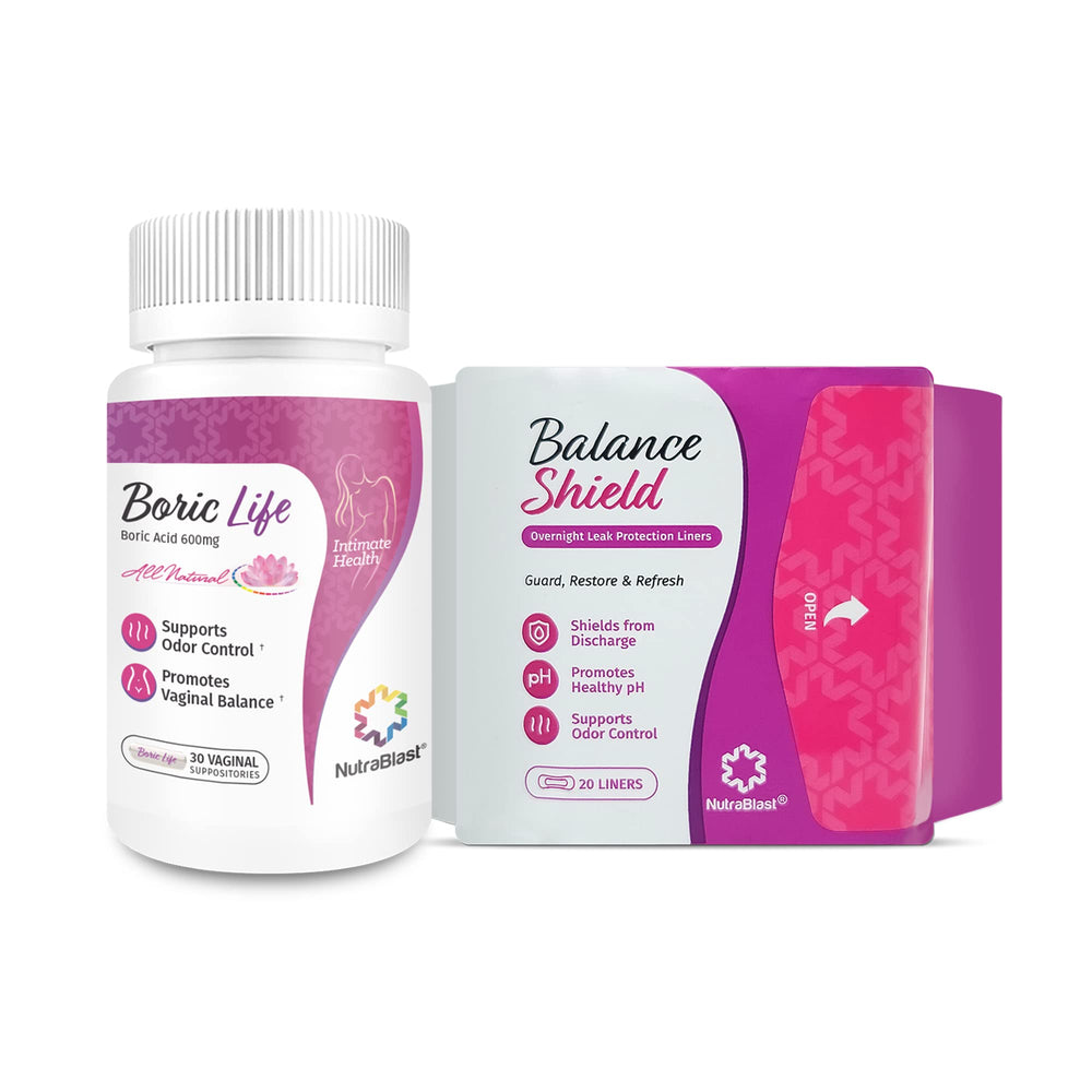 NutraBlast boric acid vaginal suppositories bundle for daily balance and comfort