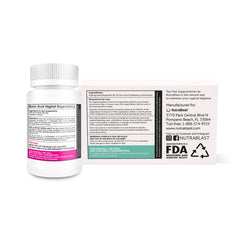 NutraBlast tea tree oil suppositories display suggesting soothing comfort.