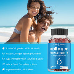 NutraChamps collagen gummies peach flavor close-up for a tasty daily routine.